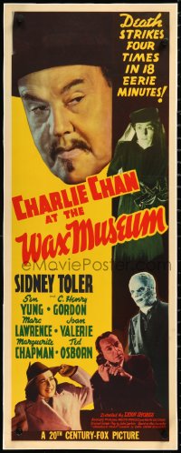 2a0787 CHARLIE CHAN AT THE WAX MUSEUM linen insert 1940 Asian detective Sidney Toler, ultra rare!