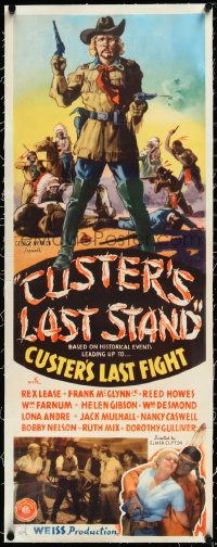 2a0788 CUSTER'S LAST STAND linen insert 1936 historical events leading up to the battle, very rare!