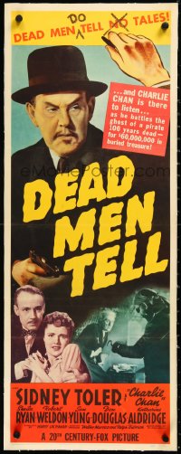 2a0789 DEAD MEN TELL linen insert 1941 Sidney Toler as Asian detective Charlie Chan, ultra rare!