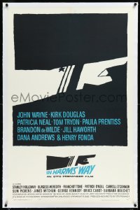 2a0933 IN HARM'S WAY linen 1sh 1965 Otto Preminger, classic Saul Bass pointing hand artwork!