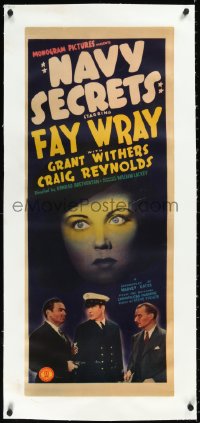 2a0793 NAVY SECRETS linen insert 1939 cool image of Fay Wray over Grant Withers & two men, rare!