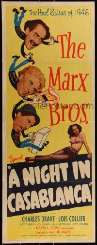 2a0347 NIGHT IN CASABLANCA insert 1946 Marx Bros, Groucho, Chico & Harpo by sexy Ruth Roman, rare!