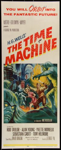 2a0365 TIME MACHINE insert 1960 H.G. Wells, George Pal, great Reynold Brown art of Taylor & Mimieux!