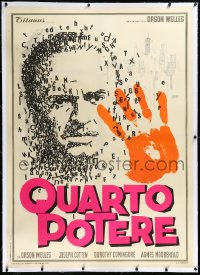 2a0574 CITIZEN KANE linen Italian 1p R1966 cool different art of Orson Welles made up of tiny letters!