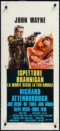 2a0695 BRANNIGAN linen Italian locandina 1975 Douglas Hickox, different art of John Wayne in England!