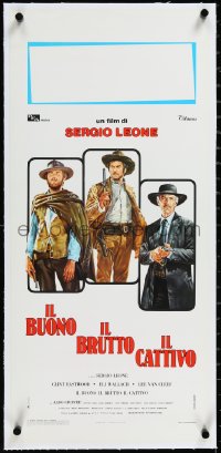 2a0697 GOOD, THE BAD & THE UGLY linen Italian locandina R1970s Clint Eastwood, Lee Van Cleef, Leone!