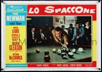 2a0706 HUSTLER linen Italian 20x28 pbusta 1961 Paul Newman as Fast Eddie Felson shooting pool!!
