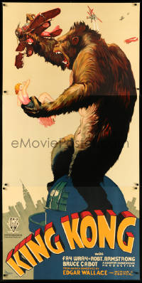2a0261 KING KONG S2 poster 1997 classic art of the ape on Empire State Building from 1933 3-sheet!