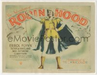 2a0477 ADVENTURES OF ROBIN HOOD linen TC R1945 great art of Errol Flynn with bow & arrows, very rare!