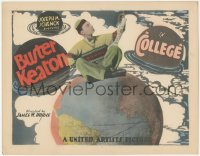 2a0479 COLLEGE TC 1927 Buster Keaton holding diploma on top of huge world globe, ultra rare!