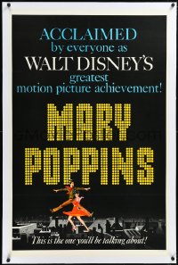 2a0974 MARY POPPINS linen style B 1sh 1964 Julie Andrews & Dick Van Dyke in Disney musical classic!