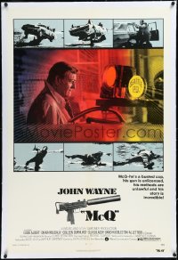2a0976 McQ linen 1sh 1974 John Sturges, John Wayne is a busted cop with an unlicensed gun!