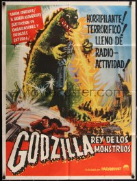 2a0436 GODZILLA Mexican poster 1956 wonderful art of rubbery monster destroying city, ultra rare!