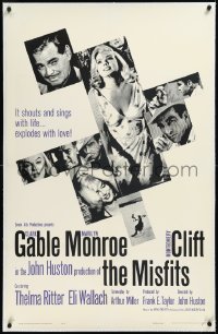 2a0978 MISFITS linen 1sh 1961 sexy Marilyn Monroe, Clark Gable, Montgomery Clift, John Huston