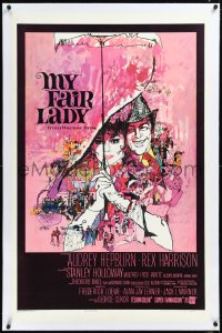 2a0985 MY FAIR LADY linen 1sh 1964 classic art of Audrey Hepburn & Rex Harrison by Bob Peak!