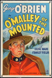 2a0995 O'MALLEY OF THE MOUNTED linen 1sh 1936 cool artwork of Royal Canadian Mountie George O'Brien!