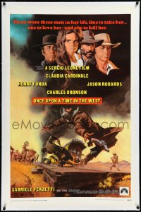 2a1000 ONCE UPON A TIME IN THE WEST linen 1sh 1969 Leone, art of Cardinale, Fonda, Bronson & Robards!