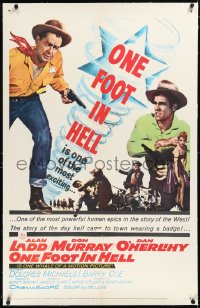 2a1001 ONE FOOT IN HELL linen 1sh 1960 Alan Ladd, Don Murray, hell came to town wearing a badge!