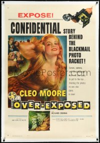 2a1004 OVER-EXPOSED linen 1sh 1956 super sexy Cleo Moore has curves, camera, and no conscience!