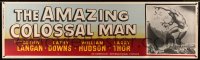 2a0533 AMAZING COLOSSAL MAN paper banner 1957 AIP, Bert I. Gordon, great art of monster holding girl!