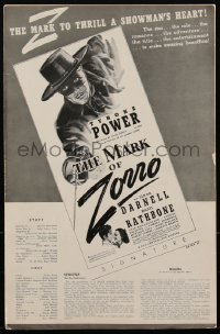 2a0396 MARK OF ZORRO pressbook 1940 masked hero Tyrone Power & Linda Darnell, ultra rare!