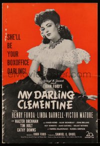 2a0397 MY DARLING CLEMENTINE pressbook 1946 John Ford, your box office darling Linda Darnell, rare!
