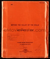 2a0444 BEYOND THE VALLEY OF THE DOLLS revised 1st draft script 1969 screenplay by Roger Ebert, rare!
