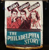 2a0541 PHILADELPHIA STORY silk banner 1940 Katharine Hepburn, Cary Grant, James Stewart, ultra rare!