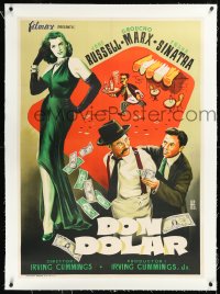 2a0646 DOUBLE DYNAMITE linen Spanish 1953 Ale art of Jane Russell, Groucho & Sinatra, ultra rare!