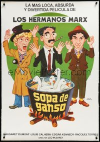 2a0647 DUCK SOUP linen Spanish R1970s different Jano art of Marx Bros, Groucho, Harpo & Chico, rare!