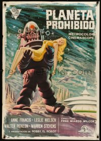 2a0313 FORBIDDEN PLANET Spanish 1967 different Escobar art of Robby the Robot with sexier Francis!