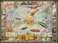 2a0745 BUCK ROGERS linen 19x26 special poster 1933 rare early art of solar system map, radio promo!