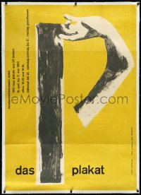 2a0591 DAS PLAKAT linen 36x50 Swiss museum/art exhibition 1953 Falk art of letter P made w/arm, rare!