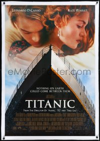 2a1074 TITANIC linen revised int'l 1sh 1997 Leonardo DiCaprio, Kate Winslet, directed by James Cameron!