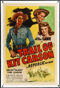 2a1078 TRAIL OF KIT CARSON linen 1sh 1945 cowboy Rocky Lane, Helen Talbot & cute Twinkle Watts!