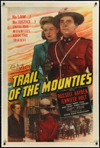 2a1079 TRAIL OF THE MOUNTIES linen 1sh 1947 James Oliver Curwood, Russell Hayden, Jennifer Holt, rare!