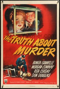 2a1081 TRUTH ABOUT MURDER linen 1sh 1946 District Attorney vs. his own wife in court, film noir!