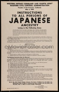 2a0425 INSTRUCTIONS TO ALL PERSONS OF JAPANESE ANCESTRY 14x22 WWII war poster 1942 about internment!