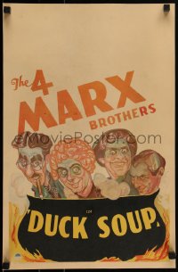 2a0415 DUCK SOUP WC 1933 art of Groucho, Harpo, Chico & Zeppo Marx in boiling cauldron, ultra rare!