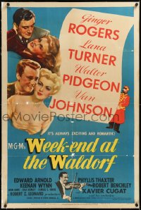 2a1094 WEEK-END AT THE WALDORF linen style D 1sh 1945 Ginger Rogers, Lana Turner, Pidgeon, Johnson