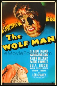 2a0305 WOLF MAN S2 poster 2000 art of Lon Chaney Jr. in the title role as the werewolf monster!