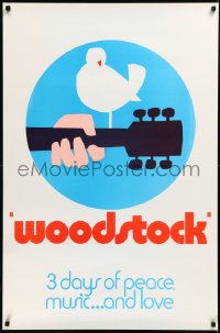2a0339 WOODSTOCK teaser 1sh 1970 classic rock & roll concert, great Arnold Skolnick artwork, rare!