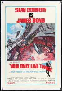 2a1106 YOU ONLY LIVE TWICE linen 1sh 1967 Frank McCarthy volcano art of Sean Connery as James Bond!
