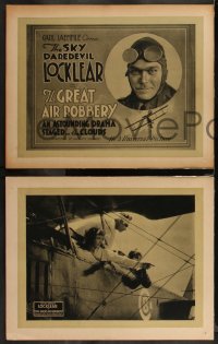 2a0515 GREAT AIR ROBBERY 8 LCs 1920 early airplane & motorcycle stuntman Ormer Locklear, ultra rare!