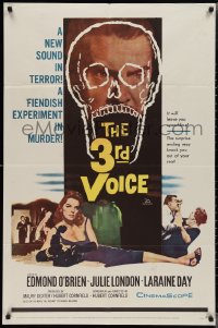 2b0980 3rd VOICE 1sh 1960 cool image of Edmund O'Brien in huge skull + sexy Julie London!