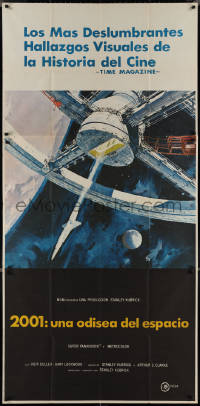 2b0570 2001: A SPACE ODYSSEY Spanish 3sh 1968 Stanley Kubrick, McCall space wheel art, very rare!