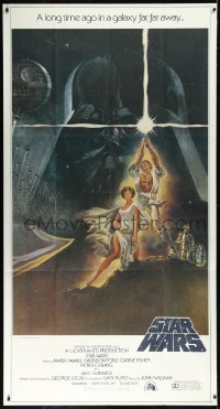 2b0001 STAR WARS 3sh 1977 George Lucas classic sci-fi epic, great montage art by Tom Jung!