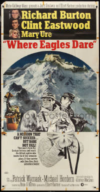 2b0578 WHERE EAGLES DARE 3sh 1968 Clint Eastwood, Richard Burton, Mary Ure, different & rare!