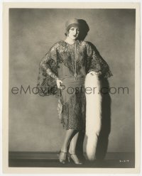 2b1700 BILLIE DOVE 8x10 still 1920s full-length modeling a cool dress & holding animal fur!