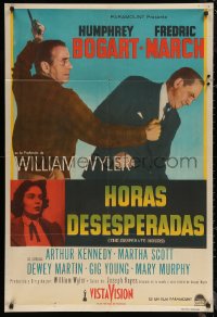 2b0559 DESPERATE HOURS Argentinean 1955 Humphrey Bogart attacking Fredric March, William Wyler